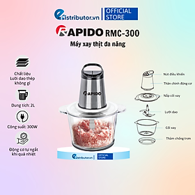 Mua Máy xay đa năng cầm tay Rapido RB-600H - Máy xay thịt đa năng Rapido RMC-300 - Hàng Chính Hãng - Bảo Hành 12 Tháng