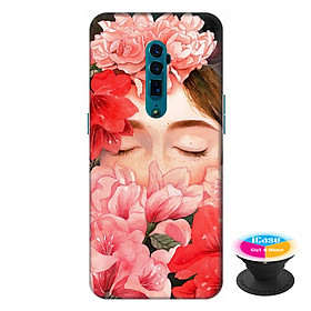 Ốp lưng điện thoại Oppo Reno 10X Zoom hình Cô Gái Hoa Hồng tặng kèm giá đỡ điện thoại iCase xinh xắn - Hàng chính hãng