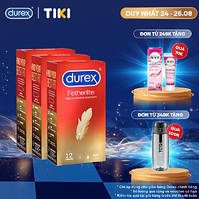 Bộ 3 Bao Cao Su Durex Fetherlite – Hộp 12 bao