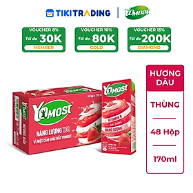 Thùng 48 Hộp Sữa Chua Lên Men Tự Nhiên Yomost Vị Dâu (170ml/Hộp)