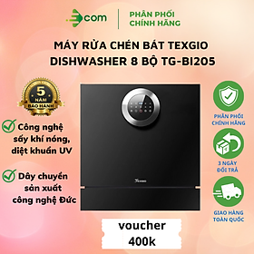 Máy rửa bát Texgio TG-BI205 - 8 bộ bát đĩa Châu Âu - Điều khiển cảm ứng - Hàng nhập khẩu