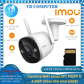 Camera WiFi Imou IPC F42FP-D 4.0MP QHD [Kèm thẻ 64GB SANDISK] ~ Ngoài trời Có màu ban đêm - Hàng chính hãng FPT phân phối