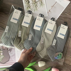 Combo 5 đôi tất , vớ cổ ngắn kẻ viền cotton co giãn , thoáng mát thấm hút mồ hôi dành cho nam