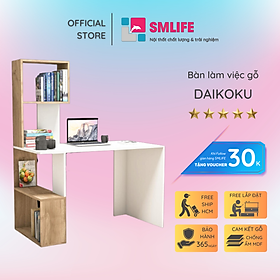 Bàn làm việc, bàn học gỗ hiện đại SMLIFE Daikoku  | Gỗ MDF dày 17mm chống ẩm | D120xR60xC150cm - Màu