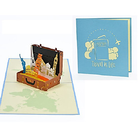 H01 -  Thiệp 3D Vali Du Lịch – Travel Is Life – Pop Up Card Viethands Giftshop