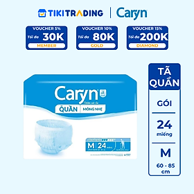 Tã/Bỉm Quần Người Lớn Caryn Mỏng Nhẹ Chống Tràn Dành Cho Người Già Có Thể Tự Đi Lại Size M24 miếng)