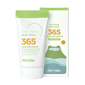 Kem chống nắng nâng tông, kháng nước 365 Pretty Skin The Pure Jeju Cica 365 Mild Sun Cream