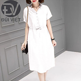 Đầm suông linen cổ V, kèm dây eo tự chỉnh ,phong cách Hàn Quốc thời trang Đũi Việt DV164