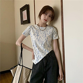 MS6695 Áo thun nữ vẩy sơn vạt chéo cá tính