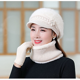 Bô mũ len nữ kèm khăn và găng tay phong cách Hàn mới, sét nón len 3 món đầy đủ cho nữ mới