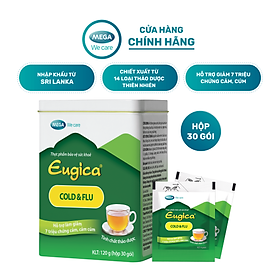 Tinh chất thảo dược phòng ngừa, giảm cảm cúm: chảy mũi, hắt hơi, đau họng, đau đầu - EUGICA COLD & FLU hộp 30 gói