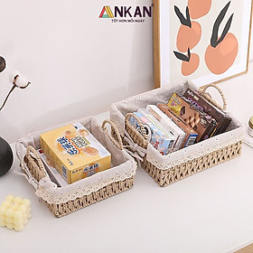 Mua Giỏ Decor Hình Vuông Có Quai Xách – Đan Tay Thủ Công  Lót Vải Hoa Vintage  Trang Trí & Đựng Đồ Đa Năng