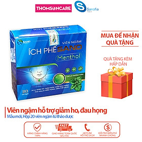 Viên ngậm ho Ích Phế Sano Hộp 20 viên Sanofia France- Giúp giảm ho đau họng