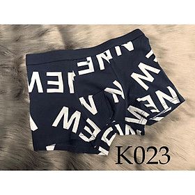 Sịp Đùi- Quần Lót Nam Boxer Cotton Mềm Nhẹ Thoáng Khí Họa Tiết Chữ New K023 - Xanh dương,XL