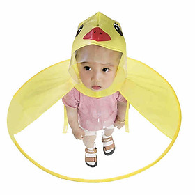 Children Cute Duck Rain Coat UFO Umbrella Hat Hands Free Raincoat
