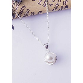 Bộ dây chuyền liền mặt trang sức bạc Ý S925 Bạc Xinh - Ngọc trai đẹp PP1229