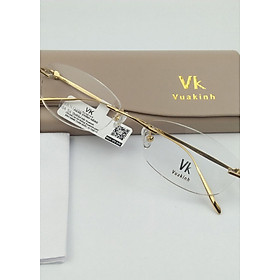 Gọng kính cận titan không viền hoa anh đào mạ vàng 18k VK-7