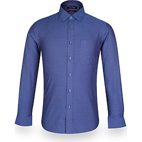 Áo sơ mi nam tay dài form slim màu xanh dương họa tiết Khatoco A1MD388S1-THCR032-2009-D