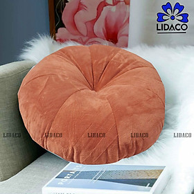 Hình ảnh Đệm ngồi bệt Lidaco cao cấp hình tròn bí ngô kiểu dáng mới đường kính 45cm vải nỉ nhung mềm mại chuyên decor phòng khách