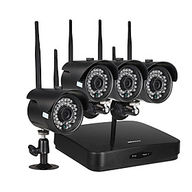 Bộ Máy Quay An Ninh CCTV Nhìn Xuyên Đêm Wifi Không Dây Chống Nước Hỗ Trợ P2P KKmoon (1080p) (4 Kênh) (4 Cái) (H.265/H.264/H265+)