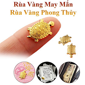 Combo 2 Rùa Vàng Mini Dài 1.6Cm Tài Lộc May Mắn, Rùa Vàng Phong Thủy Để Ốp Điện Thoại, Két Sắt