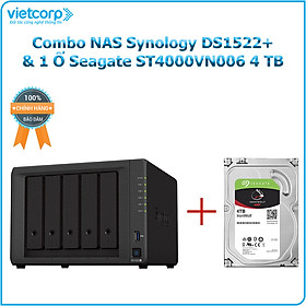 Combo Thiết bị lưu trữ NAS Synology DS1522+ và 1 Ổ cứng Seagate ST4000VN006 4 TB - Hàng Chính Hãng