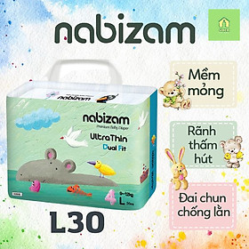 Tã/bỉm quần Nabizam nội địa Hàn size L30 miếng (9-13kg)