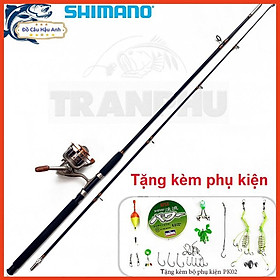 Bộ cần câu cá Shimano 2 khúc đặc máy LC7000 tải cá 10kg - Tặng Kèm Phụ Kiện