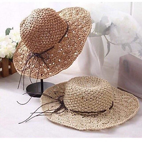 Mũ cói nơ dây mảnh cho bạn gái