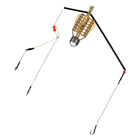 Fishing Feeder Basket Holder Fishing  Cage with 3 Line Hooks