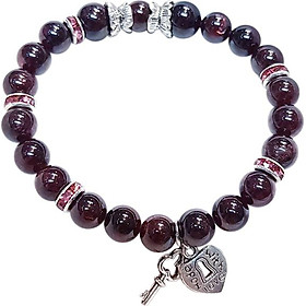 Vòng Tay Mệnh Thổ, Kim Đá Garnet Charm Chìa Khóa Trái Tim Laliz CM.04