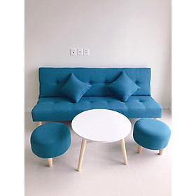 Bộ sofa giường bed phòng khách xanh dương bố PHKH-14