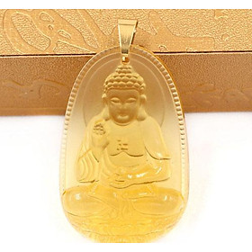 Mặt Phật A Di Đà pha lê vàng 5cm - phật bản mệnh tuổi Tuất và tuổi Hợi - mặt phật size lớn