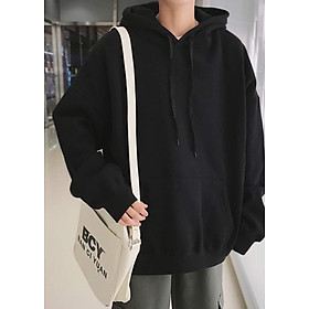 Áo Hoodie Nỉ Cotton Đen Trơn Đủ Size S M L XL Cao Cấp