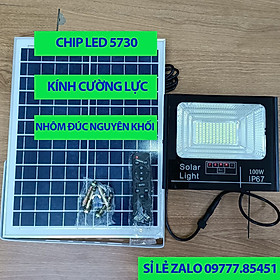 Đèn Pha 100W Năng Lượng Mặt Trời Mẫu Mới Tấm Pin Poly 25W