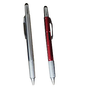 Capacitive Pen Stylus Ballpoint Pen for Samsung iPhone Computer Red+Silver