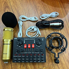 Mua Dàn Hát Thu Âm Sound-Card V8 NÂNG CẤP V8S Bluetooth + Micro BM900 Live Stream Oneline Tại Nhà Bộ Combo Mic Livestream