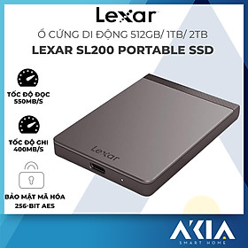 Ổ cứng SSD di động Lexar SL200 1TB Portable USB Type C 3.1 550MB/s - Hàng Chính Hãng