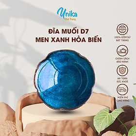 Đĩa Muối Cánh hoa D7 Men xanh hỏa biến - Đĩa Gia Vị gốm Unika Bát Tràng