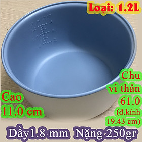 Mua Lòng nồi cơm điện Hàng chính hãng-Hàng nhập khẩu (ruột nồi cơm điện) 1.2 L chống dính màu Ghi trắng nặng 250 gr