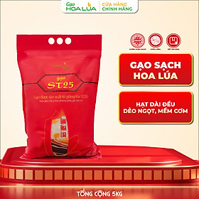 Gạo ST25 Hoa Lúa túi 5kg - Dẻo nhiều, mềm cơm, hương thơm đặc trưng