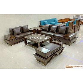 Bộ bàn ghế sofa gỗ mẫu thuyền 2 văng - Đồ Gỗ Mạnh Hùng