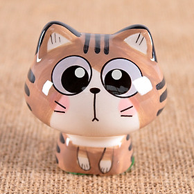 Tượng trang trí gốm sứ mèo kute 6x6,5cm
