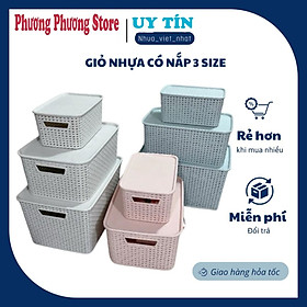 Mua Combo 3 Rổ Nhựa Có Nắp Đậy Hàn Quốc Cao Cấp