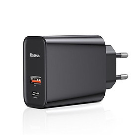 Adapter Cốc củ sạc nhanh 2 cổng PD Type-C 30w & USB hiệu Baseus Quick Charge 3.0 cho Smartphone / Macbook / Máy tính bảng (Sạc nhanh QC 3.0 ,cổng PD 3.0, 30W) - hàng chính hãng