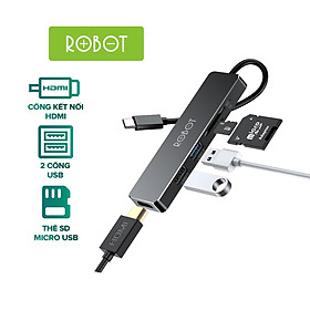 Mua Bộ Chuyển Đổi Đa Năng HUB USB-C 5 In 1 ROBOT HT240S Type-C To USB 3.0/HDMI/PD/SD/TF - Hàng Chính Hãng