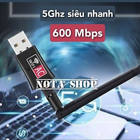 [CÓ SẴN] USB WIFI 5G, tốc độ cao 600Mbps, thu sóng WIFI chuẩn AC cho máy bàn pc laptop - HÀNG NHẬP KHẨU - 600M Đỏ Anten Rời