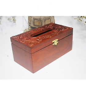Mua Hộp đựng giấy ăn Hoa hồng nổi to Gỗ Hương - HG18H