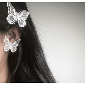 Bông tai vải, khuyên tai hình bướm phong cách Hàn Quốc, kẹp tóc hình bướm