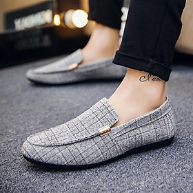 LCRTZKG Men's Shoes Thời trang Loafers Breathable Canvas Sneaker Men's Sneaker Mềm mại thoải mái Không trơn trượt Flat Underpad Đen Xám
